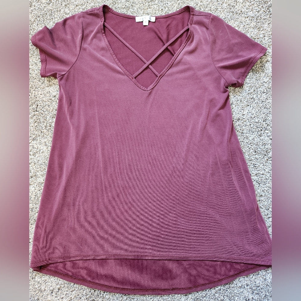 Burgundy criss-cross top